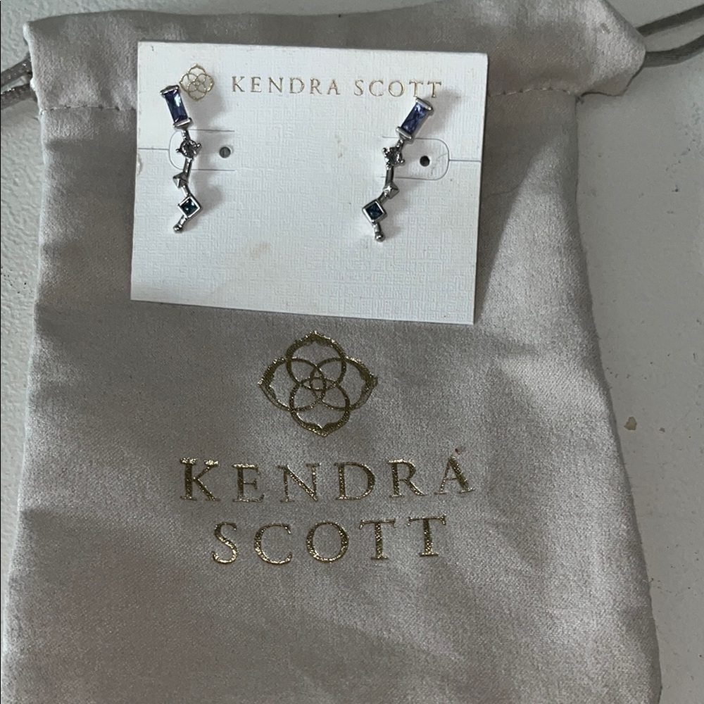 Kendra Scott Silver Earrings with Blue Accents